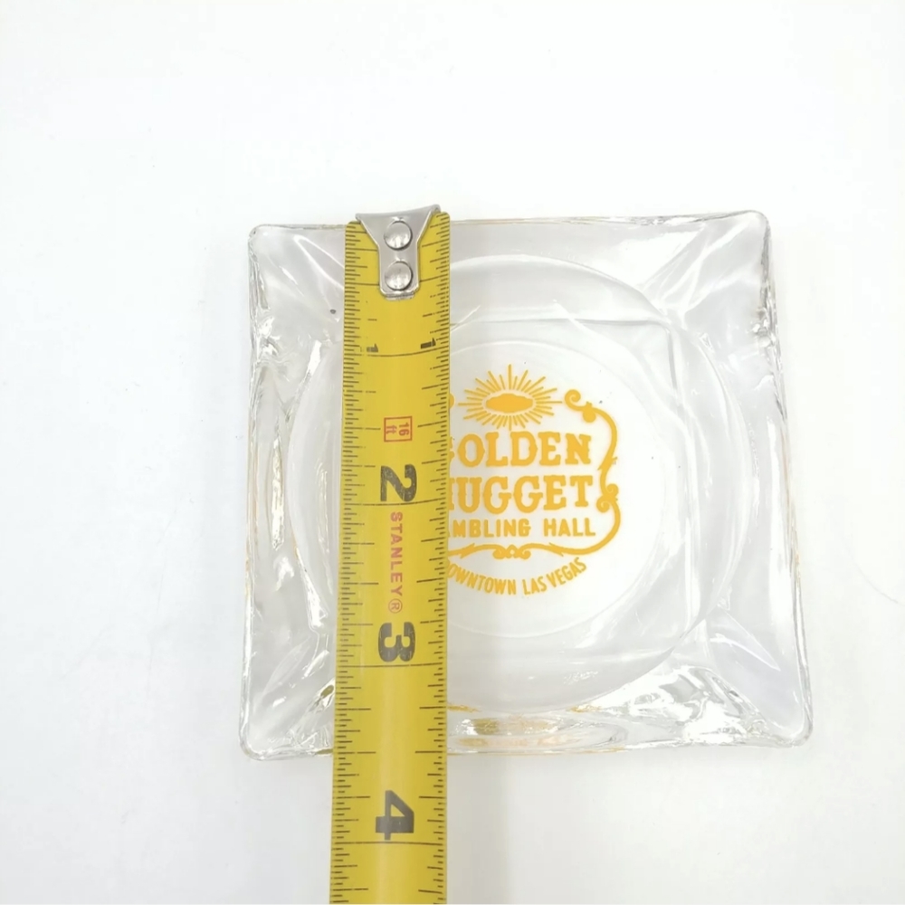 Golden‎ Nugget Gambling Hall Las Vegas Vintage Clear Glass Ash Tray 3.5"
